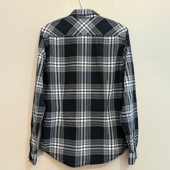 GUESS Men's Black & White Plaid Slim Fit Shirt - Picture 10 of 14